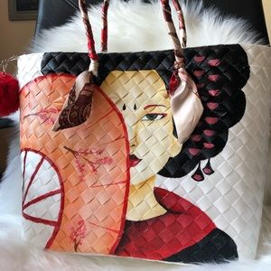 Hand paint Plastic straw tote